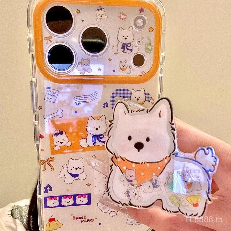 เคสโทรศัพท์ เหมาะสําหรับ iPhone 11 12 13 14 15 16 17 Pro max Plus Pudding West Highland Bracket กันก