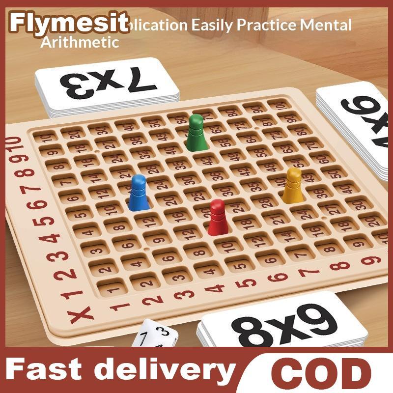 Flymesit 99 Multiplication เกมกระดานแบบพกพาไม้ Montessori ของเล่นเพื่อการศึกษาสําหรับเด็กคณิตศาสตร์ตรัสรู้ Travel เกม EN
