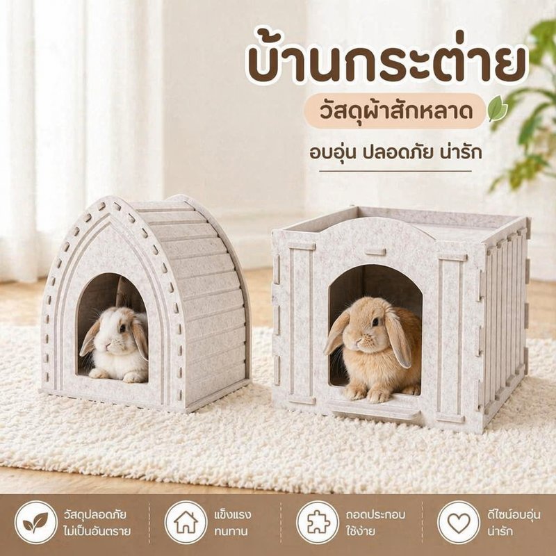 บ้านกระต่าย อุโมงค์กระต่าย ไม้ ของเล่นกระต่าย ประกอบง่าย ทนแทะ ระบายอากาศ ทำความสะอาดง่าย