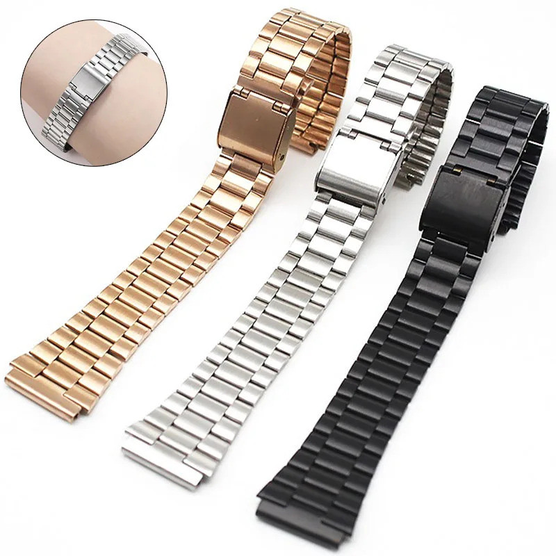 18 มม.สแตนเลสสตีลนาฬิกาโลหะสําหรับ CASIO A158/A159/A168/A169 /B650 /AQ230 /AE500W สายรัดข้อมือสร้อยข