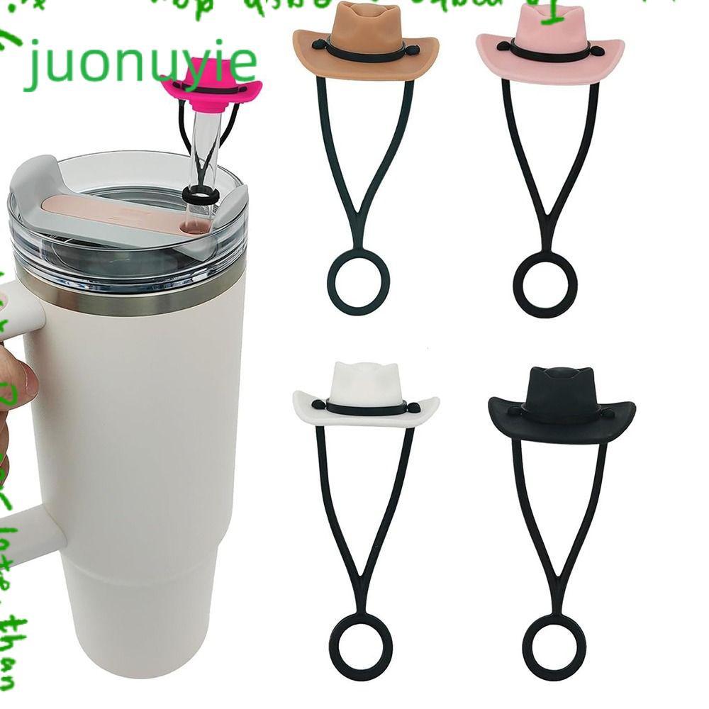 JUONUYIE 1/4 ชิ้นครอบคลุมหมวก, Splash Proof Airtight ซิลิโคนคาวบอยหมวกฟาง, Tumbler ฟาง Topper อุปกรณ์เสริมดื่มฟางเคล็ดลับฝาปิดสําหรับถ้วย 30 40 ออนซ์