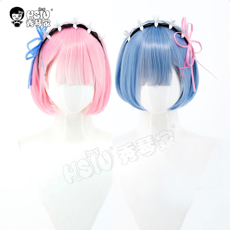 Rem Ram cos วิกผม Zero-Starting Life in Another World คอสเพลย์อะนิเมะ Rem Gradient ผมปลอม