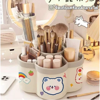 ที่ใส่ปากกาหมุนได้ กล่องเก็บดินสอการ์ตูนหมุนได้ 360 องศา ความจุใหญ่ DIY สติกเกอร์ ที่จัดระเบียบเครื่องเขียนแบบตั้งโต๊ะ