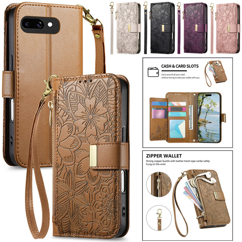 สําหรับ Google Pixel 10 9 Pro XL 8 7 Pro 9A 8A 7A 6 6A Zip กระเป๋าสตางค์หนังฝาครอบ