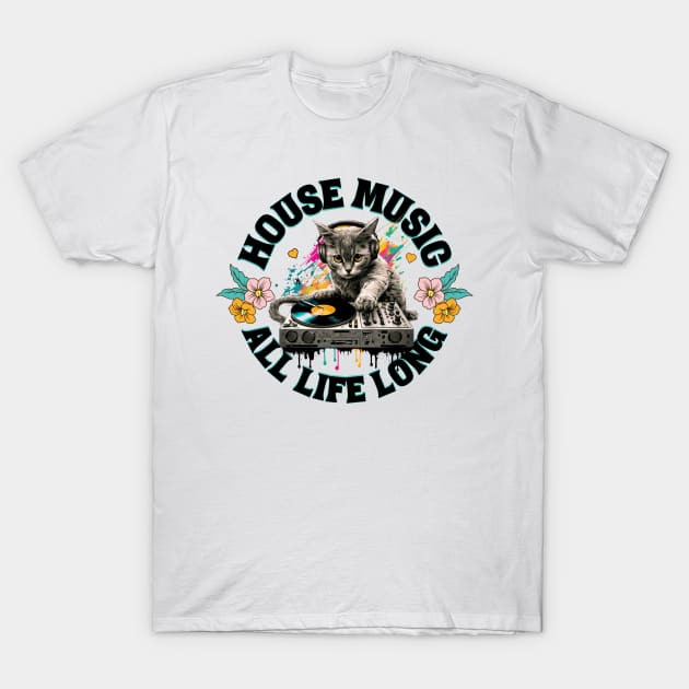 เสื้อยืด Vintage HOUSE MUSIC - All 9 Lives Long (Black) T-Shirt แท้ Cotton 100% S-5XL ใส่สบายๆ