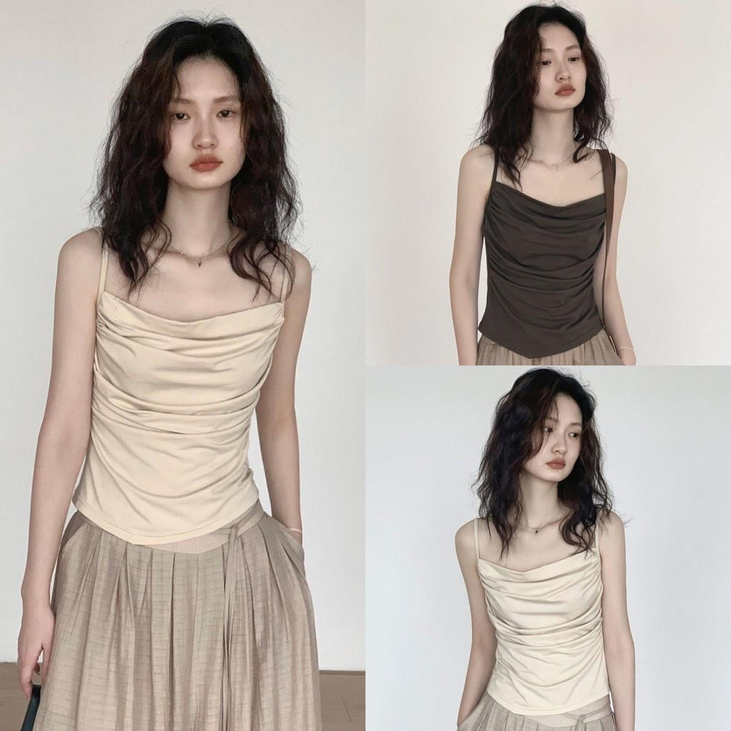 🖤Kayla🖤เสื้อกล้าม สีพื้น มีฟองน้ำ เข้ารูป ผ้าใส่สบาย เสื้อครอป สไตล์เกาหลี แฟชั่น มินิมอล#FY3508