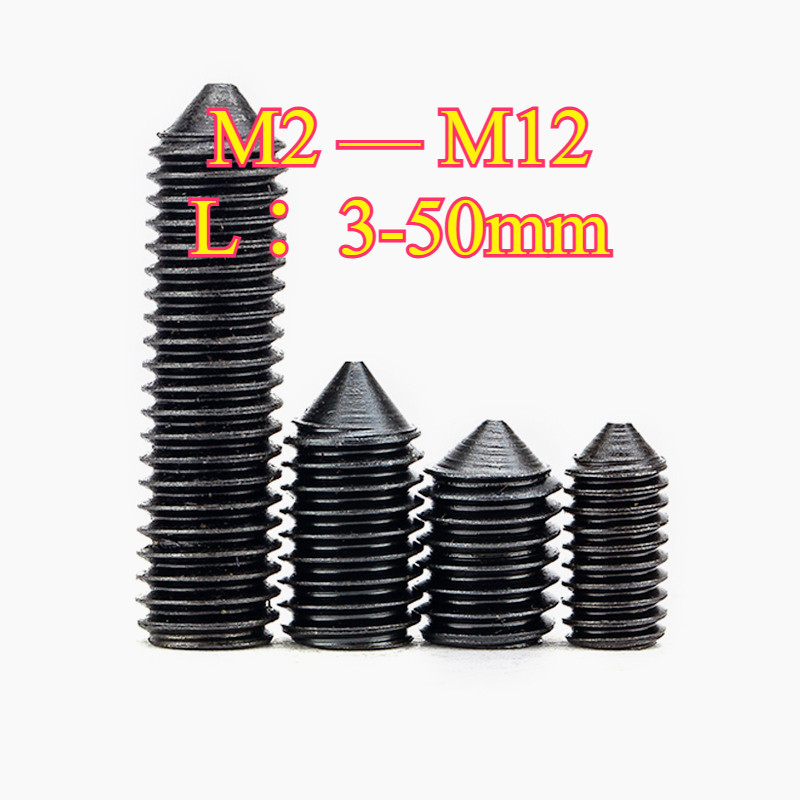 ✨สกรู ตัวหนอน หกเหลี่ยม ปลายแหลม เกลียวมิล หยาบ เกรด 12.9  M2M2.5/M3-M16 * L = 2-60mm แข็งพิเศษ สกรูชุบแข็งดำ  (HA-LR-TH-1) - รูปที่ 5