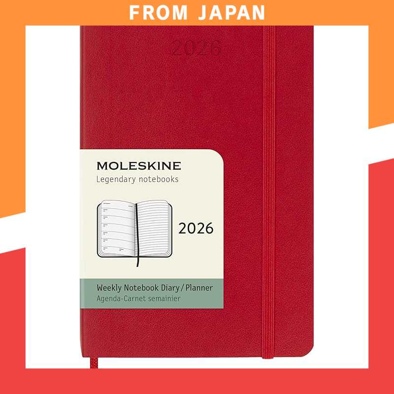 Moleskine Planner January 2026 Start 12-Month Weekly Diary Pocket Size (9cm x 14cm) Soft Cover Scarl