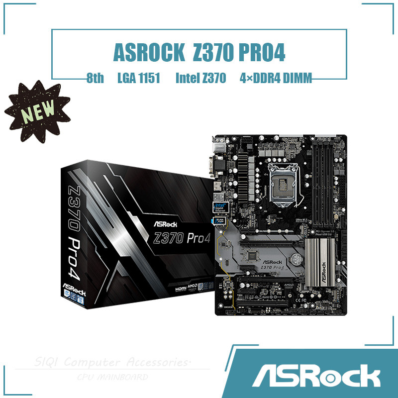 [ใหม่] Asrock Z370 PRO4 เมนบอร์ด 4DDR4 DIMM Intel Z370 LGA1151 เดสก์ท็อปเมนบอร์ด