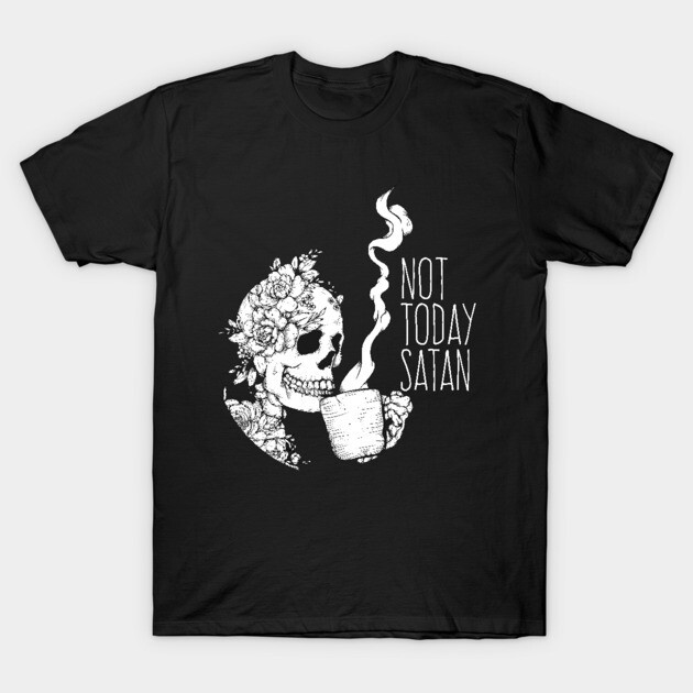 เสื้อยืด Vintage Not Today Coffee Skeleton T-Shirt แท้ Cotton 100% รัดรูป หลวม ต้านทานรอยยับ