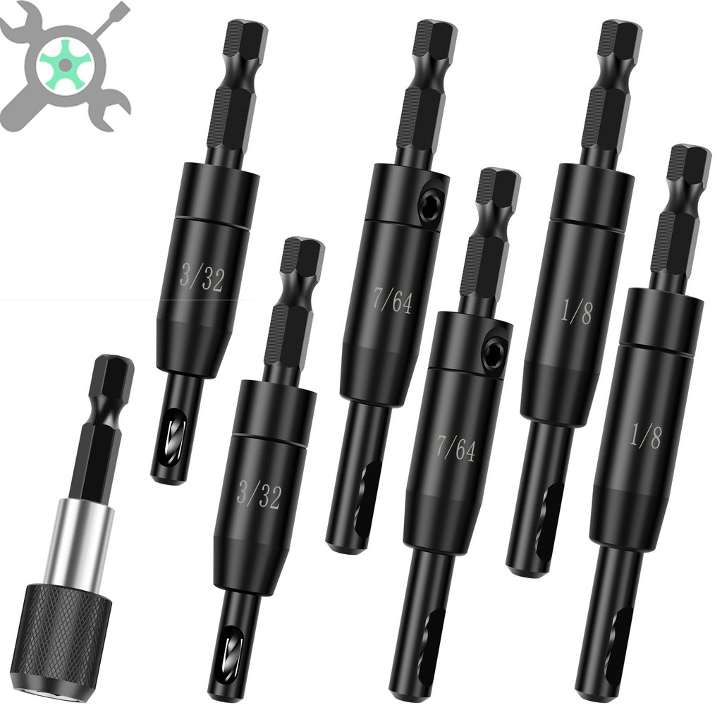 6 ชิ้น Self Centering บานพับเจาะชุด Bit Holder Center Finding เจาะ Bit Assortment ชุด SHOPCYC1611