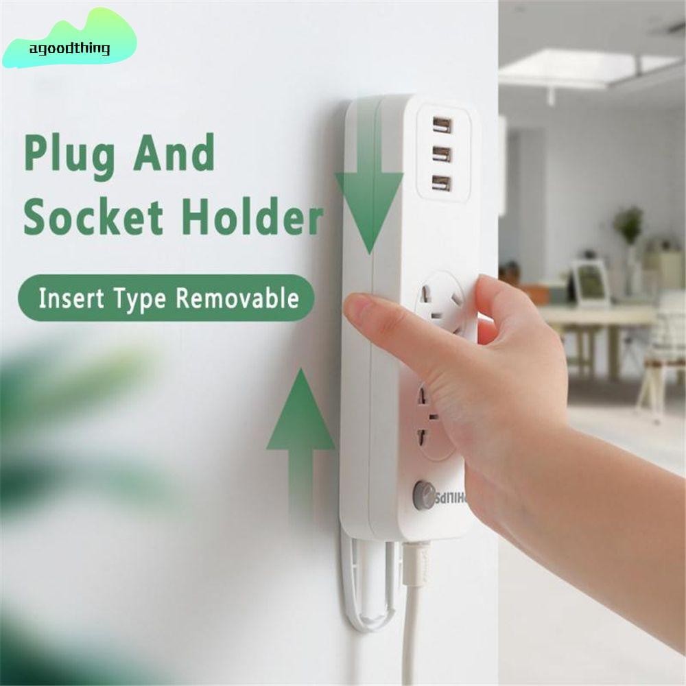 AGOODTHING Plug Fixer Punch-free Self-Adhesive Seamless Storage Shelf Wall Fixer ติดผนัง