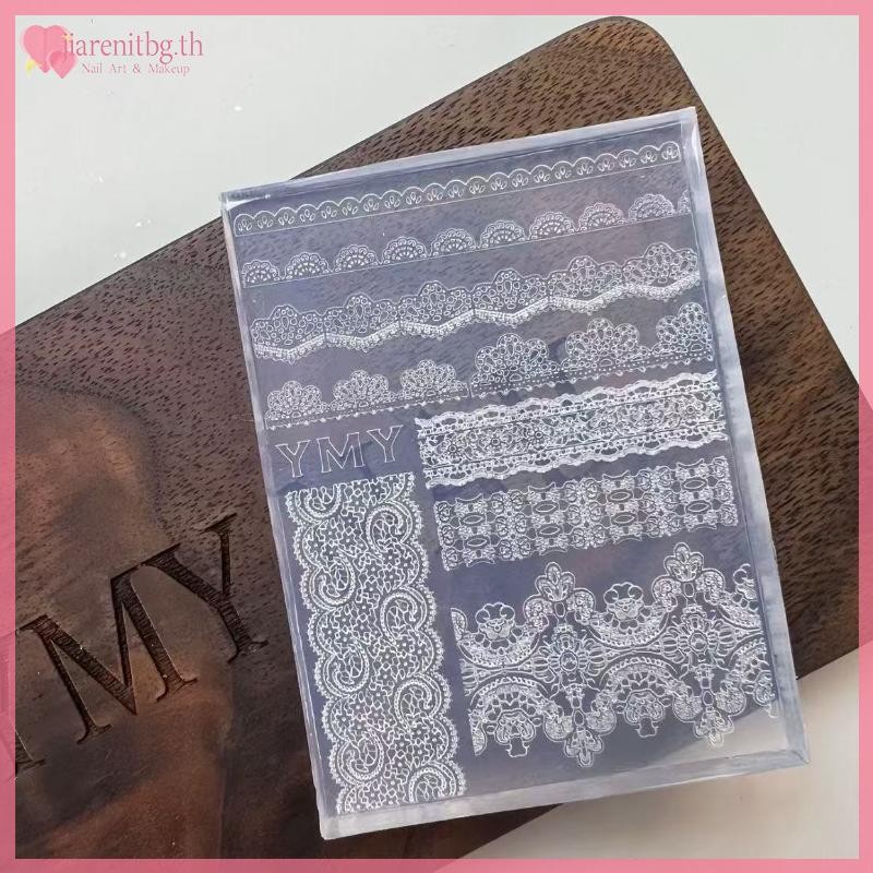RENBG 3D ซิลิโคนเล็บแม่พิมพ์ DIY บรรเทาลูกไม้ริบบิ้นแม่แบบสําหรับเล็บเครื่องประดับหัตถกรรมโปร่งใสแม่พิมพ์ตกแต่งเล็บ TH