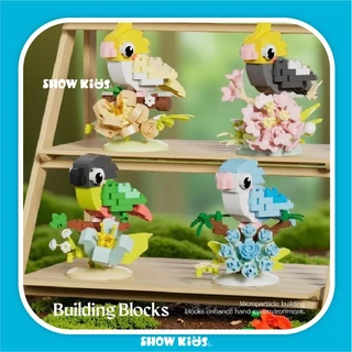 ของเล่นบล็อกตัวต่อจิ๋ว แบบนาโน นกแก้ว ดอกไม้ ของขวัญเด็ก เสริมจินตนาการ ตกแต่งบ้าน