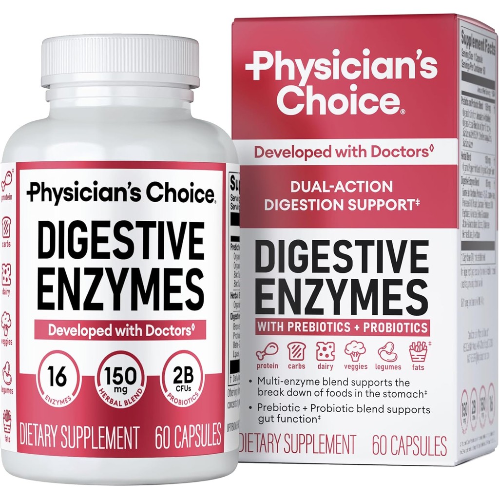 Physician's CHOICE Digestive Enzymes - Multi Enzymes, Organic Prebiotics & Probiotics