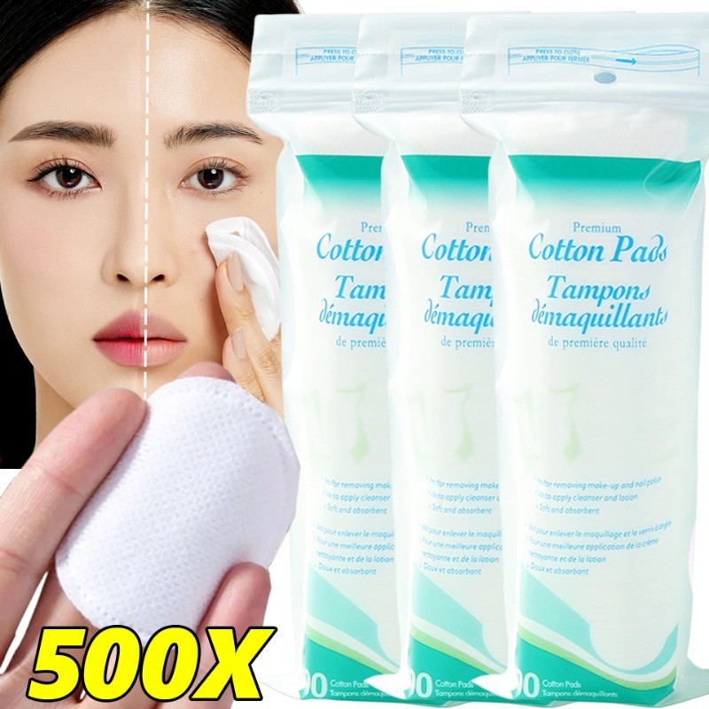 YUSEN แผ่นล้างเครื่องสําอาง 100 ชิ้น, แผ่นผ้าฝ้ายนุ่มแบบใช้แล้วทิ้ง, สําลีเครื่องสําอางสองด้านนุ่มพิเศษหนากลมทําความสะอาดผิวหน้าทุกวัน