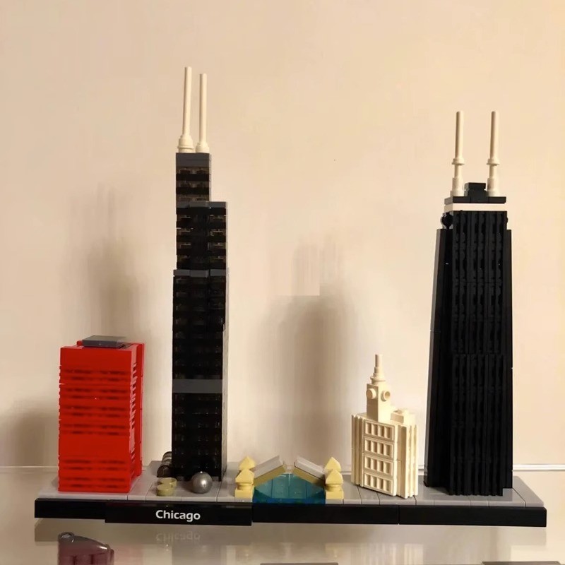เข้ากันได้กับ Lego City Skyline Chicago 21033 Landmark Building Street View Assembly 10677