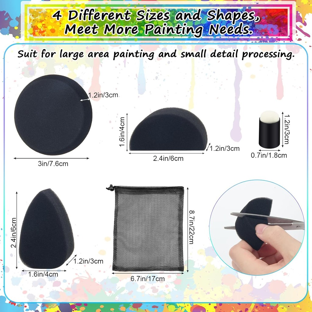 24+1 ชิ้น Face Paint Sponges Kit, Boyistar Art Work Sponge Body Painting Sponge for Face ความหนาแน่น