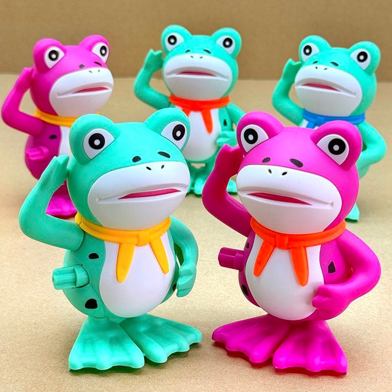 Clockwork ไขลานของเล่นกระโดดและขายกบการ์ตูน anima发条上ของเล่น 跳卖 เด็ก น่ารัก เด็ก ๆ 启益1-4ประสาทสัมผัสW