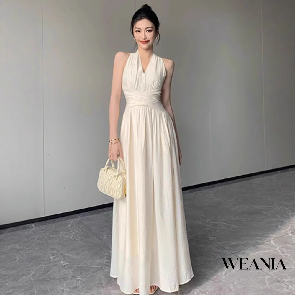WEANIA French Slim Fit Sleeves Halter Dress