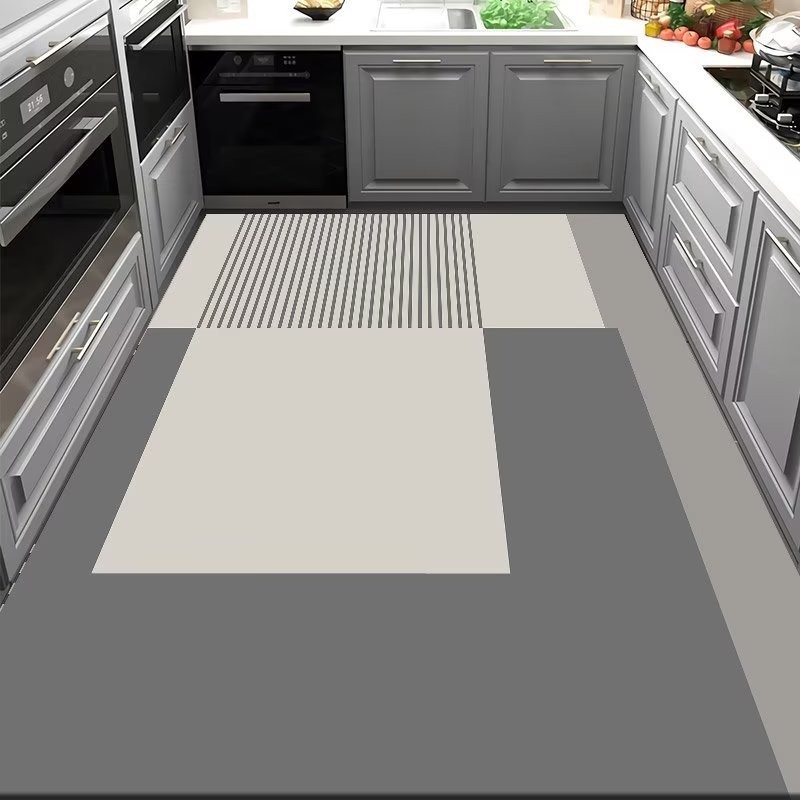 ห้องครัวทิ้ง Full Shop พรมปูพื้น pvc กันน้ํา Oil-Proof Scrubable Anti-Slip เท้า Nordic Entrance ประต