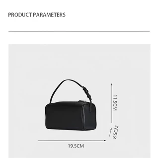 Lune Sac กระเป๋าหนังวัวชั้นบนทรงกระบอกสไตล์เกาหลี กระเป๋าสะพายรักแร้มินิกระเป๋าถือสวย