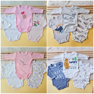 (งานไทย พร้อมส่ง) บอดี้สูทเด็กเเขนยาว ชุดเด็กเเรกเกิด เซ็ท 3…