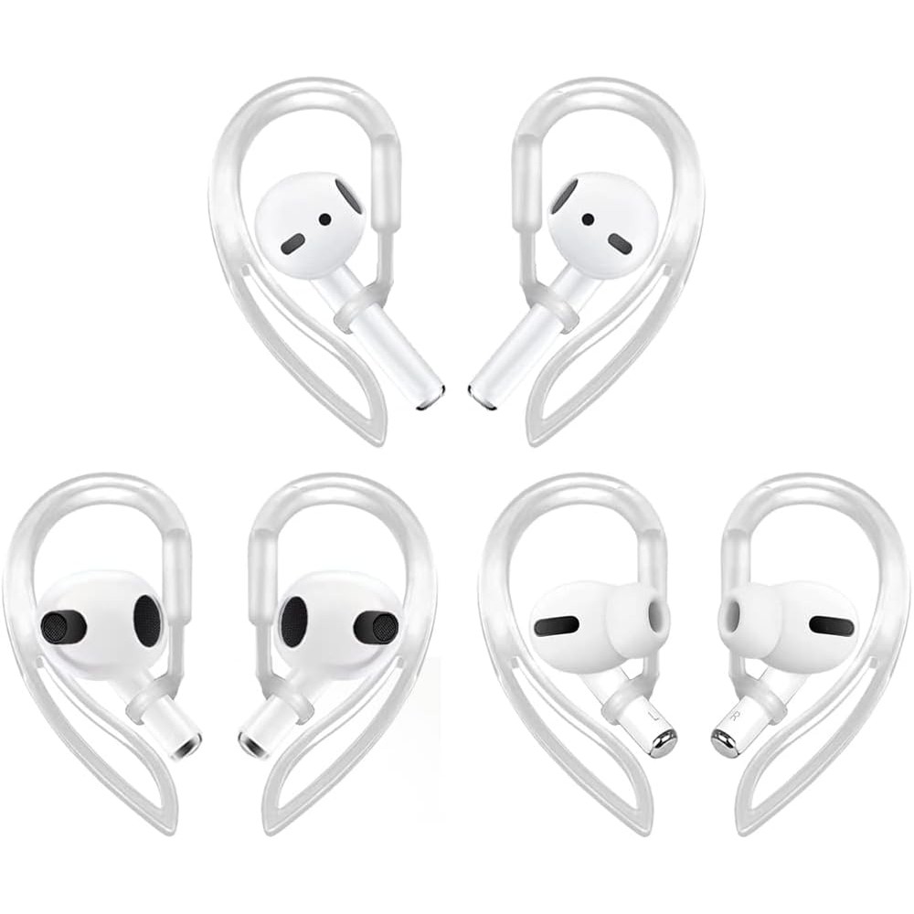 6 ชิ้น 360° ที่เกี่ยวหูปรับได้ ใช้ได้กับ แอปเปิล แอร์พอด มือโปร 2 และ แอร์พอด 4 & 3 & 2 & 1, กันลื่นป้องกันการหล่น แอร์พอด กีฬาหูตะขอ สําหรับวิ่ง วิ่งออกกําลังกาย ขี่จักรยาน ยิ
