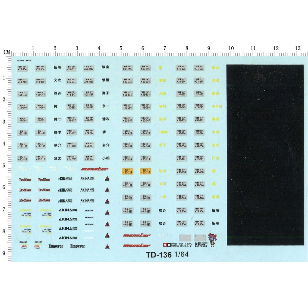 1/64 Initial D FC3S RX-7 Ryosuke Takahashi Ryosuke Shinagawa Fleet ป้ายทะเบียนรุ่นสติกเกอร์น้ํา