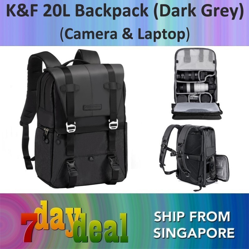 K&F 20L Camera Laptop Backpack สีเทาเข้ม KF13.087AV5