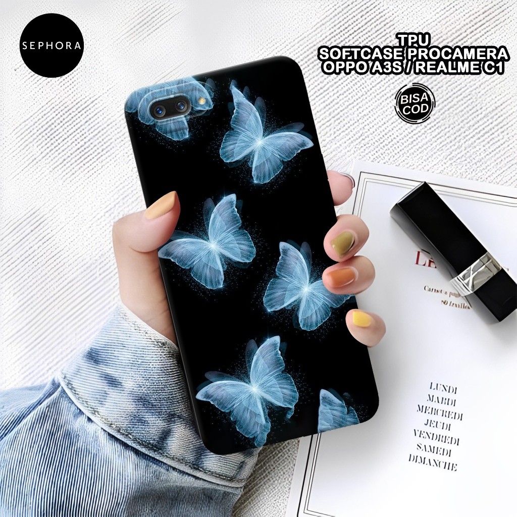 เคส HP OPPO A3S / REALME C1 Softcase - เคสแฟชั่นผีเสื้อ - OPPO A3S / REALME C1 - เคสกล้อง Pro - เคส 