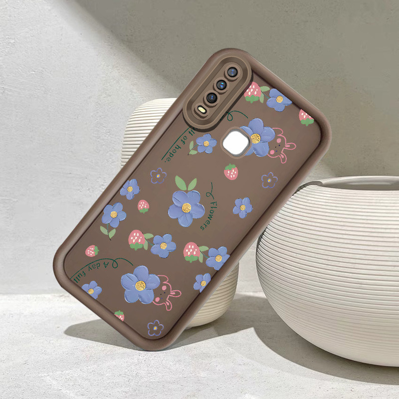 ดอกไม้สีฟ้าสตรอเบอร์รี่กระต่ายสําหรับ OPPO A79 A3 PRO Realme C20 C11 C21Y C25Y A53 A33 A7 A12S A57 A