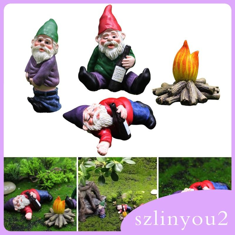 [szlinyou2] เรซิ่น Naughty Garden Gnome รูปปั้นคริสต์มาสเรซิ่น Gnome แต่งตัว