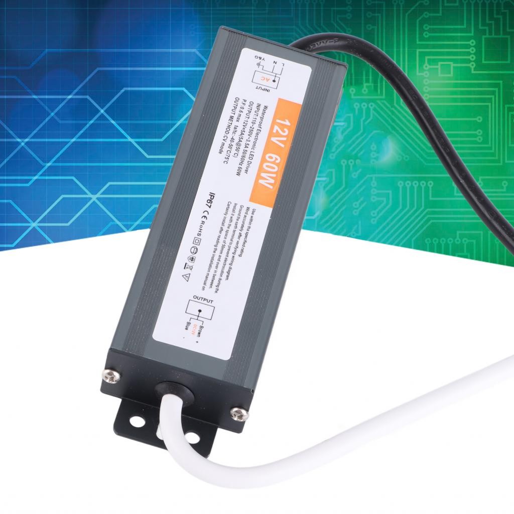 Supergoodsales-ph LED Driver 60W IP68 12V / 24V DC Power Supply Transformer Adapter และอินพุตแรงดันไ
