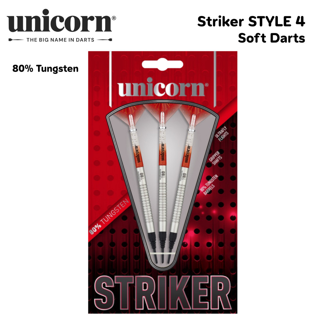 ลูกดอกปาเป้า UNICORN Striker Style4 Tungsten80% Soft Darts 22g #25043