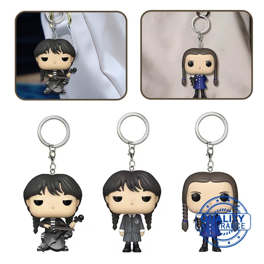 Funko Pop พวงกุญแจทีวี Addams Family Wednesday Action Diy Decor รูป Pendent แขวน H4b0