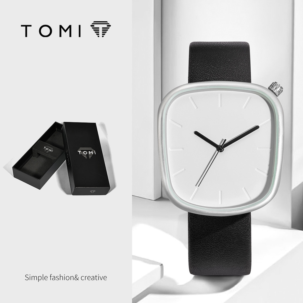 [มาใหม่] TOMI with Scale Pebble Watch Quartz Fashion Men Women Belt Watch Mesh Belt Watch Simple