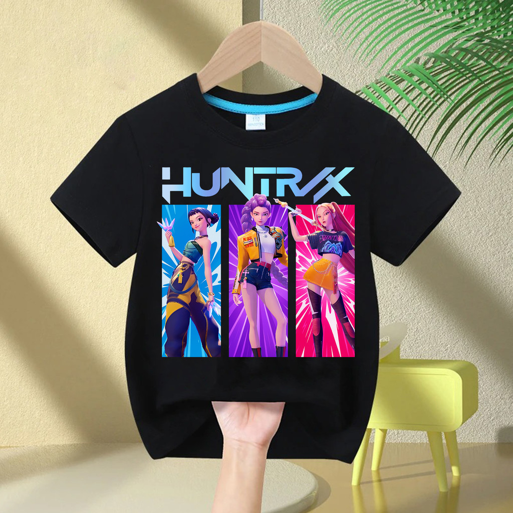 เสื้อยืดเด็กน่ารัก K-pop Demon Hunters พร้อมภาพอนิเมะ สไตล์แขนสั้น สำหรับฤดูร้อน - รูปที่ 3
