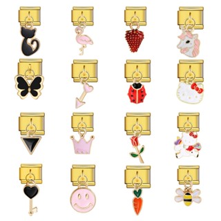 ตะขอจี้ชาร์มทอง อิตาลี สไตล์สร้อยข้อมือแบบแยกส่วน สแตนเลสและ…