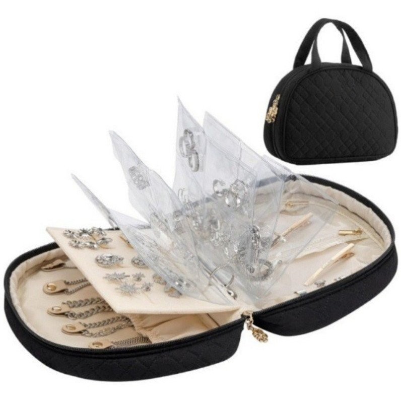 พร้อมเครื่องประดับพับซิปคู่ตะขอเครื่องประดับกระเป๋าเดินทางถุงเก็บหมุน360องศาถุงเก็บแขวน BWB7