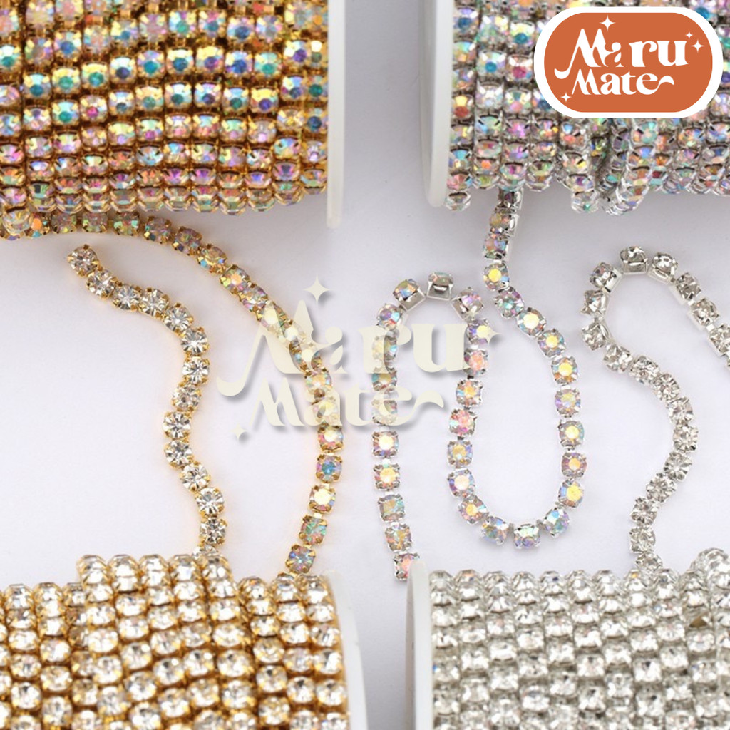 โซ่เพชร เพชรเส้น โซ่คริสตัล (50 ซม.) เพชรแต่งเล็บ สําหรับตกแต่งเล็บ DIY สําหรับเย็บผ้า สําหรับทําเครื่องประดับ โซ่เพช... - รูปที่ 6