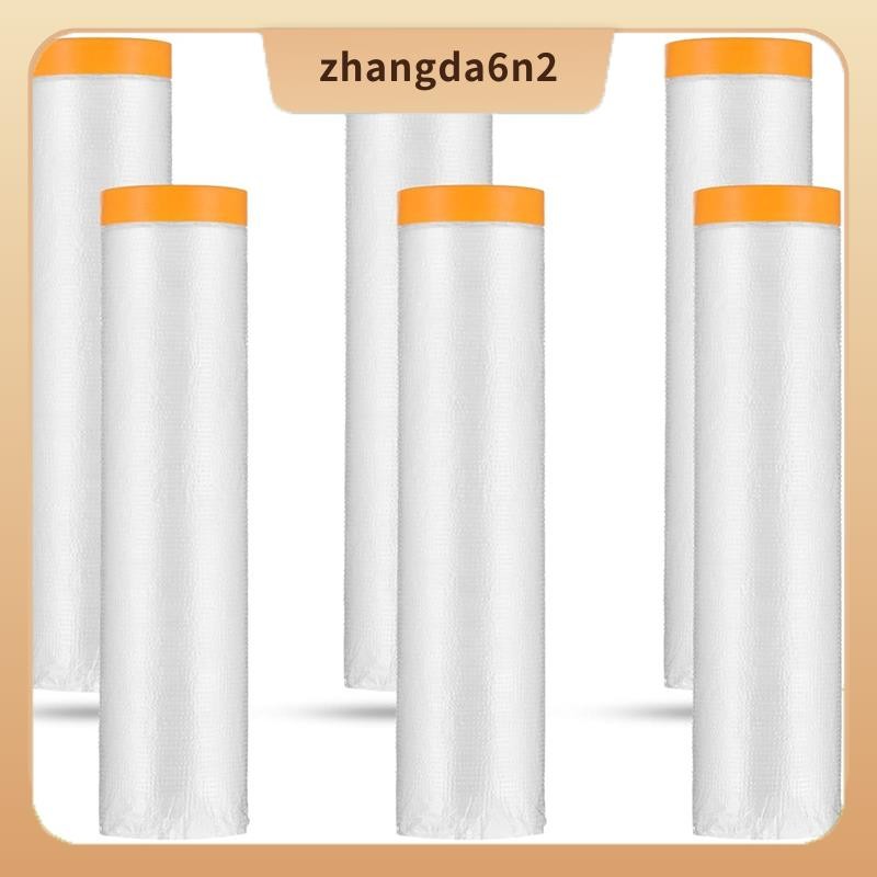 In Stock6 Rolls Painters Plastic with Tape, Pre-Taped Masking Film, Automotive Best Tape and Curtain