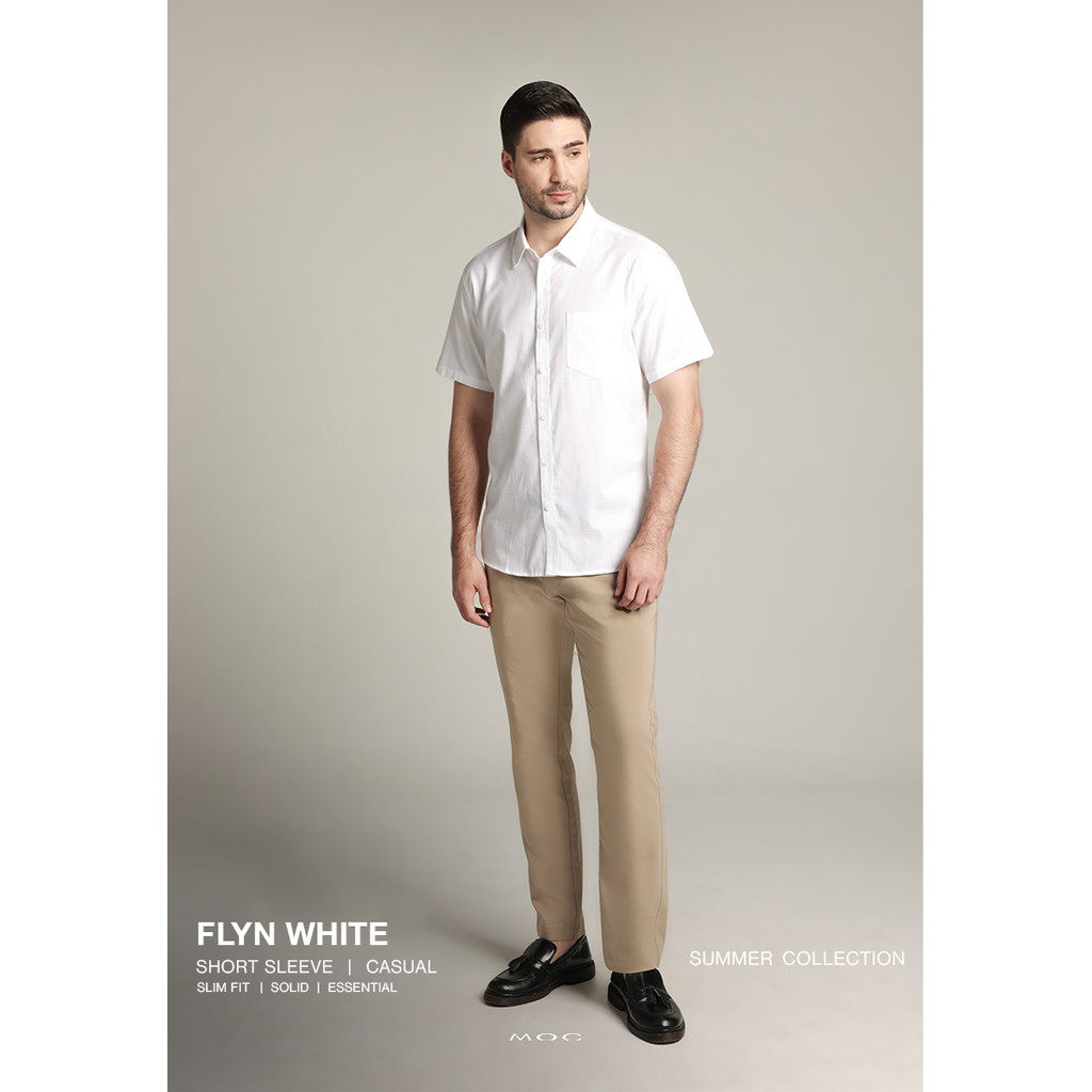 KEMEJA MOC เสื้อเชิ้ตแขนสั้นผู้ชาย Flyn - สีขาว