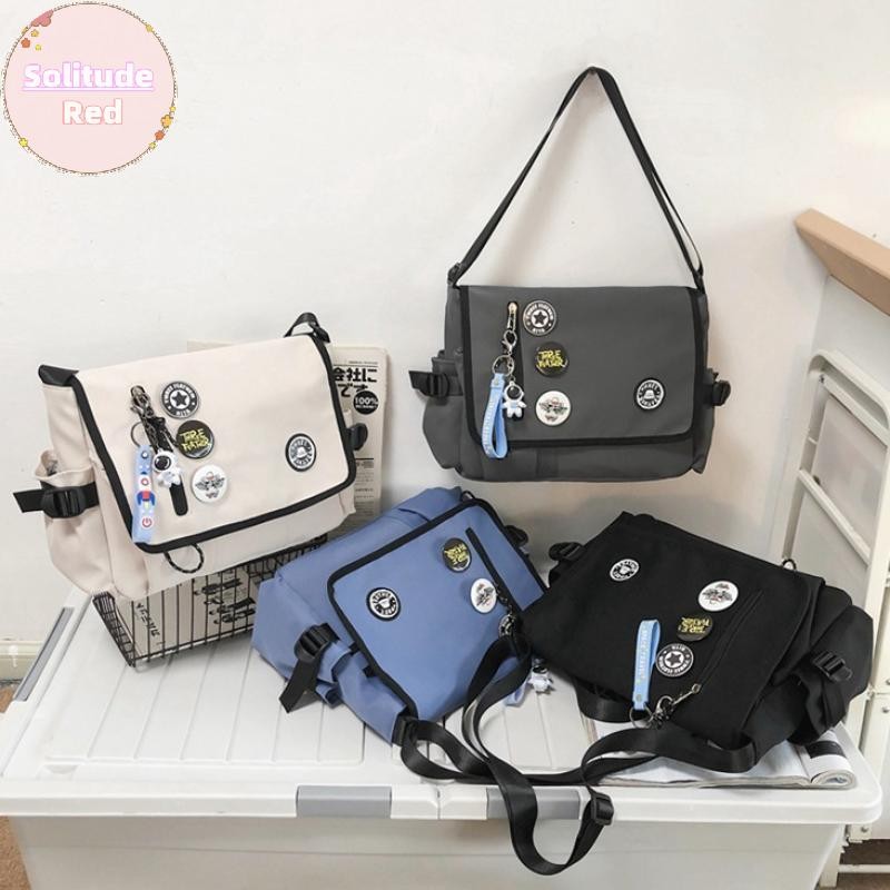 Solitudered อินเทรนด์ไนลอนผู้ชายกระเป๋าสะพายข้างขนาดใหญ่ความจุสไตล์ญี่ปุ่นกระเป๋า Messenger Casual Harajuku สไตล์กระเป๋าสะพาย Sac กระเป๋า TH