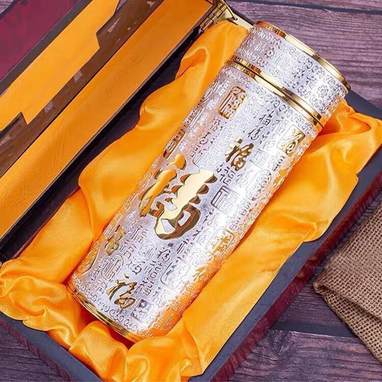 999 Thermos Cup Pure Silver Health Care เงินสเตอร์ลิง Kowloon S999 Kowloon Cup นูน Liner Snowflake ถ