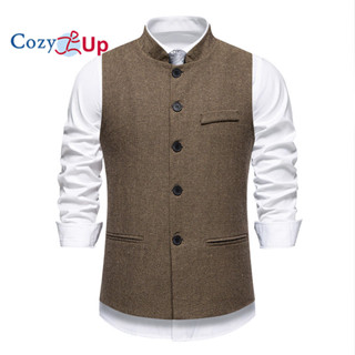 เสื้อกั๊กฮาร์ริ่งบอร์นสไตล์วินเทจ มาพร้อมคอลเลอร์ยืน ดีไซน์ค…