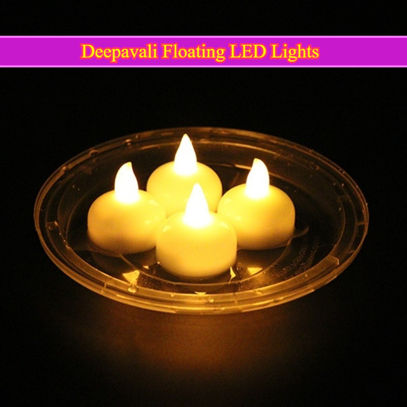 5 ชิ้น Deepavali ลอยเทียนน้ํา LED Light Flameless ริบหรี่โคมไฟอิเล็กทรอนิกส์สําหรับ Diwali Party
