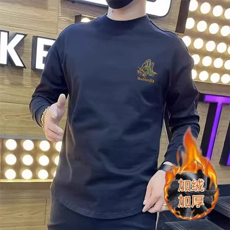 อินเทรนด์รอบคออินเทรนด์ Bottoming เสื้อผู้ชายสไตล์ใหม่เสื้อกันหนาวแฟชั่นแจ็คเก็ตฤดูใบไม้ร่วงฤดูหนาว 