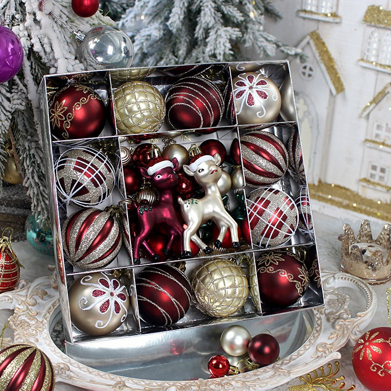 ชุดตกแต่งคริสต์มาส พลาสติกบอลลูกแก้ว 44 ชิ้น