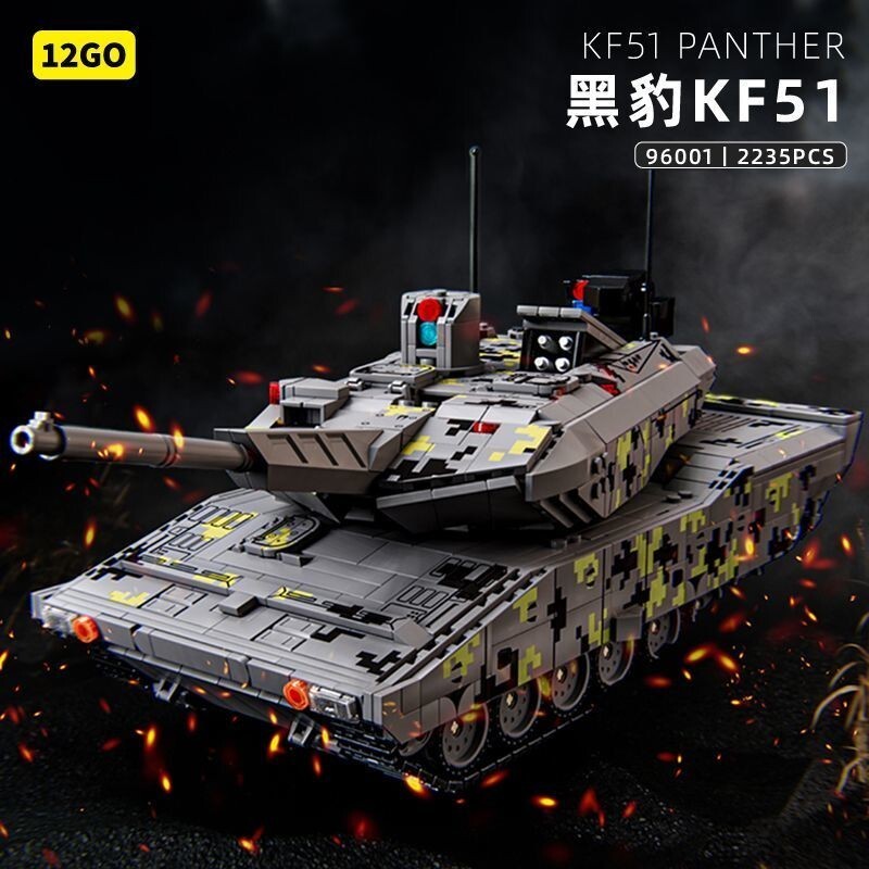 ขายร้อน12GO Building Blocks 96001 รีโมทคอนโทรลไฟฟ้า Panther KF51 ถังรถรุ่นประกอบของเล่นเด็ก